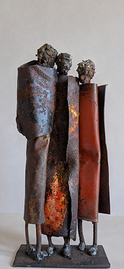 Metal sculpture ''3x Whisper'', 23x11x5 cm - Johan Jonsson
