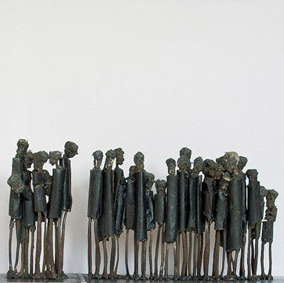 Junk art metal sculptures: ''Home Otto'', 27x26x87 cm - by junk artist Johan P. Jonsson