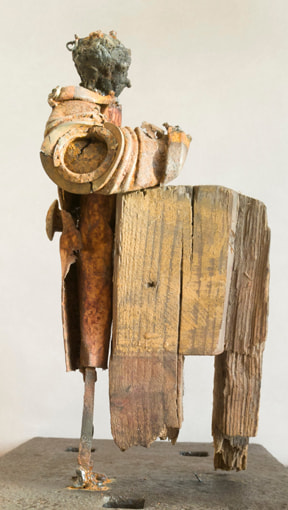 Junk art sculpture ''The Machine, 24x28x17 cm - junk sculptures artist Johan P. Jonsson