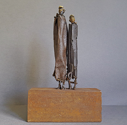 Rusty metal sculpture ''Two II, 30x19x5 cm - mixed media metal sculptures artist Johan P. Jonsson